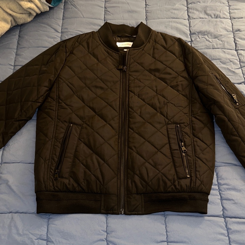 Calvin Klein Men's Quilted Black Bomber Jacket